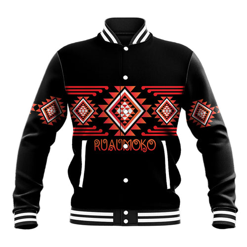 Aotearoa Atua Ruaumoko Personalised Baseball Jacket Maori Powerful God Taniko Motifs