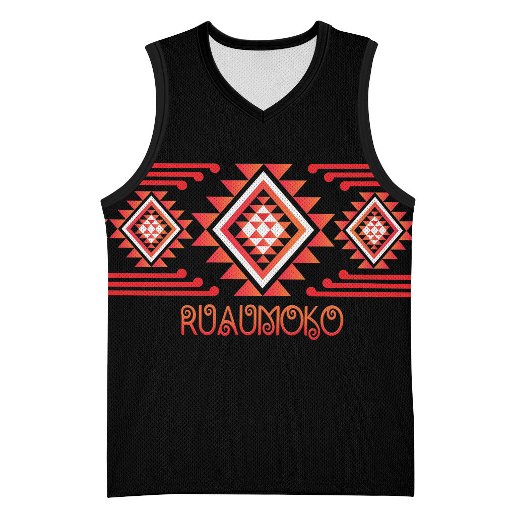 Aotearoa Atua Ruaumoko Personalised Basketball Jersey Maori Powerful God Taniko Motifs