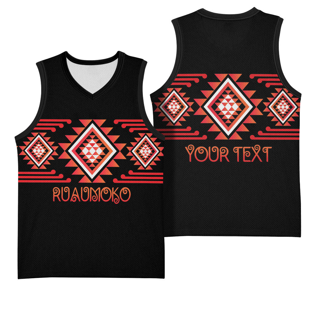 Aotearoa Atua Ruaumoko Personalised Basketball Jersey Maori Powerful God Taniko Motifs