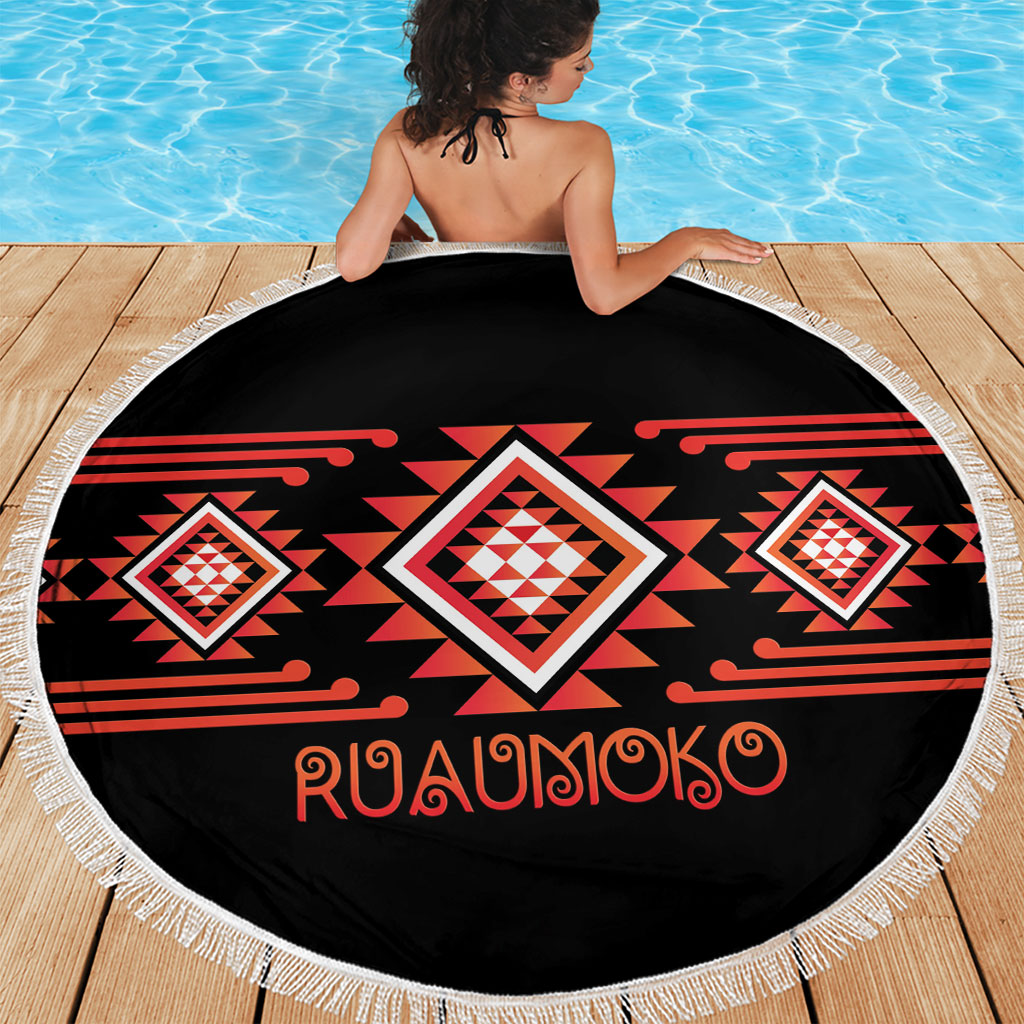 Aotearoa Atua Ruaumoko Beach Blanket Maori Powerful God Taniko Motifs