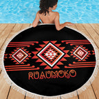 Aotearoa Atua Ruaumoko Beach Blanket Maori Powerful God Taniko Motifs