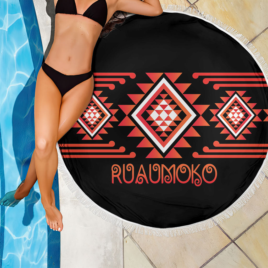 Aotearoa Atua Ruaumoko Beach Blanket Maori Powerful God Taniko Motifs