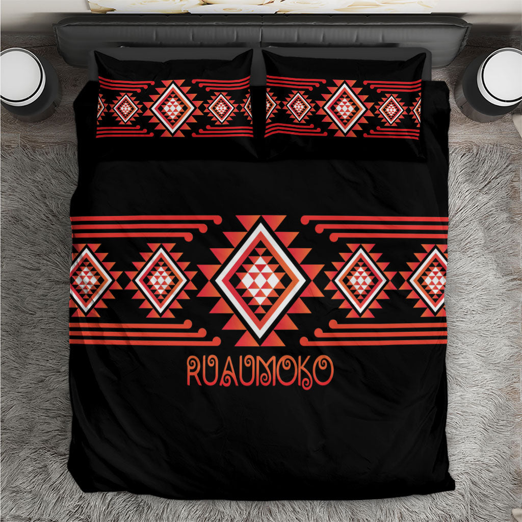 Aotearoa Atua Ruaumoko Bedding Set Maori Powerful God Taniko Motifs