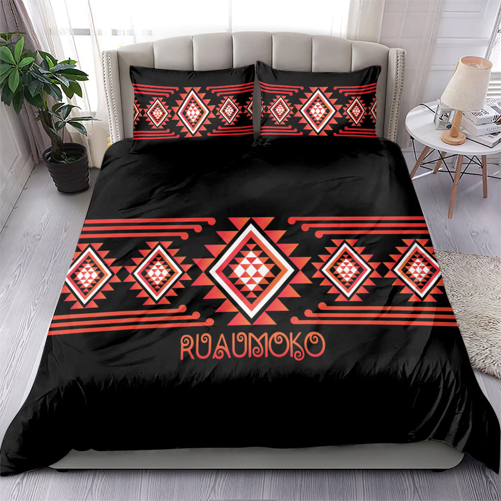 Aotearoa Atua Ruaumoko Bedding Set Maori Powerful God Taniko Motifs