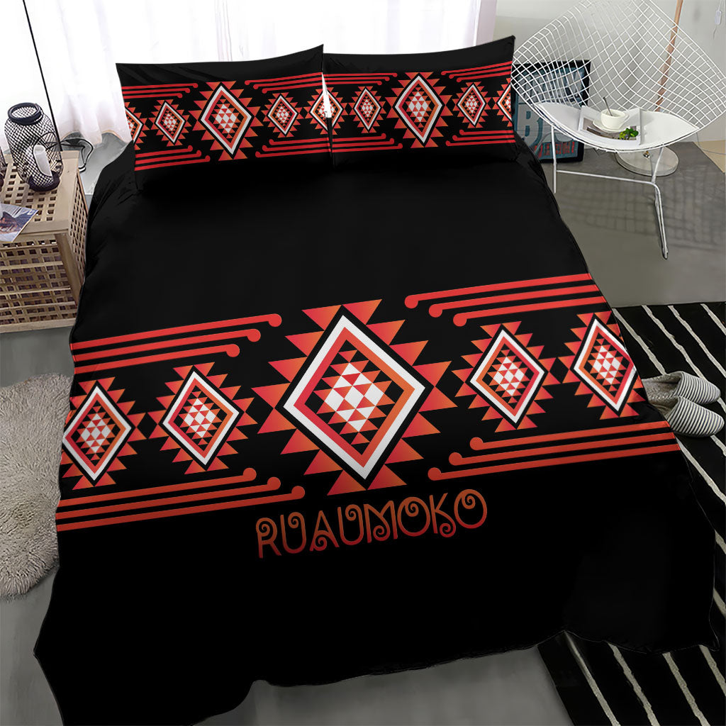 Aotearoa Atua Ruaumoko Bedding Set Maori Powerful God Taniko Motifs