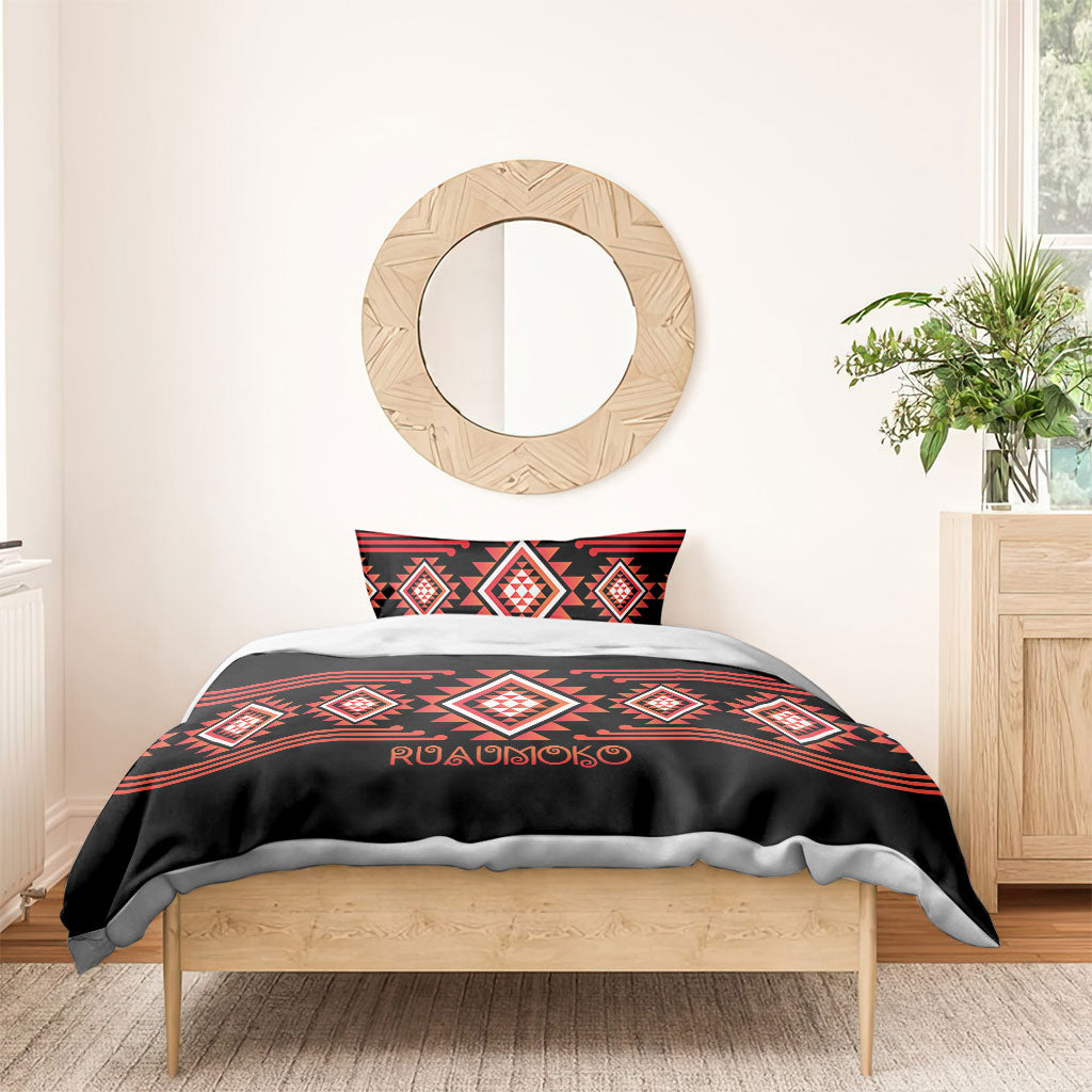 Aotearoa Atua Ruaumoko Bedding Set Maori Powerful God Taniko Motifs