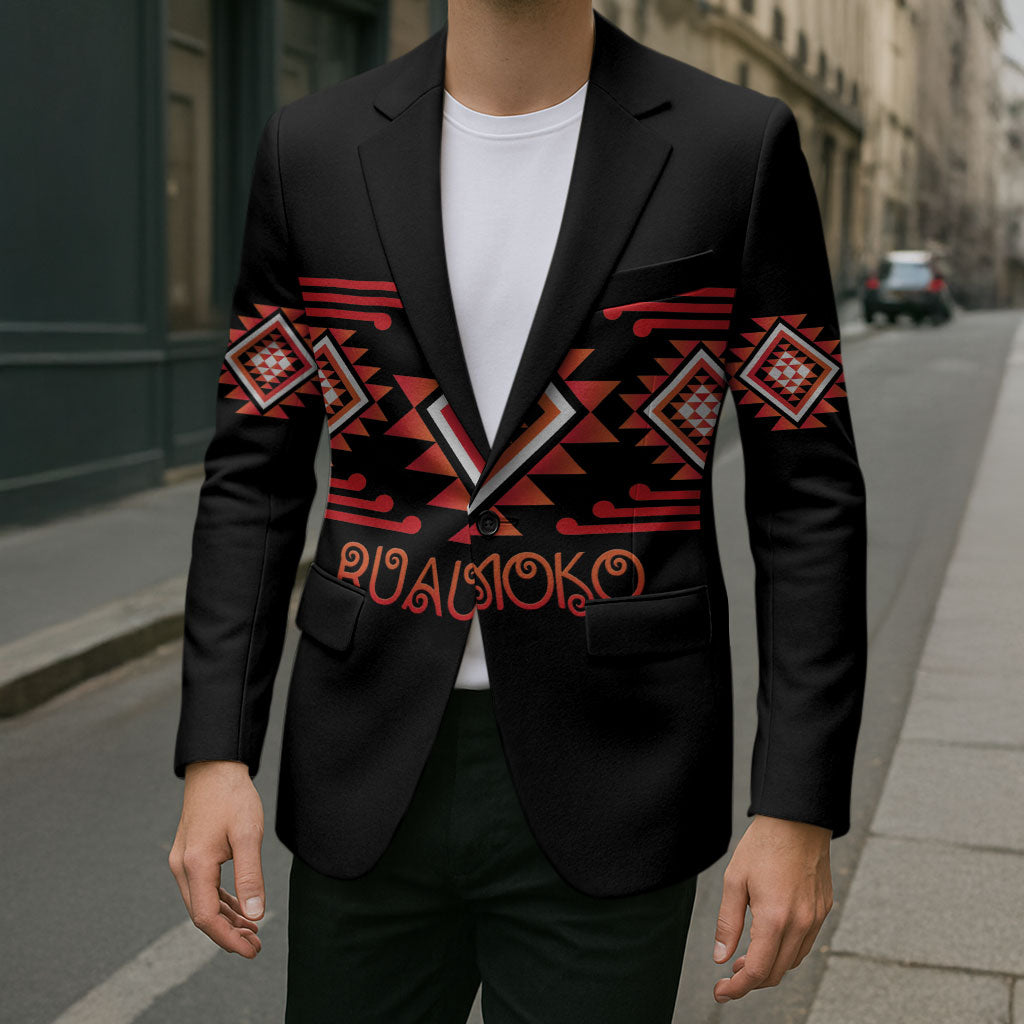 Aotearoa Atua Ruaumoko Personalised Blazer Maori Powerful God Taniko Motifs