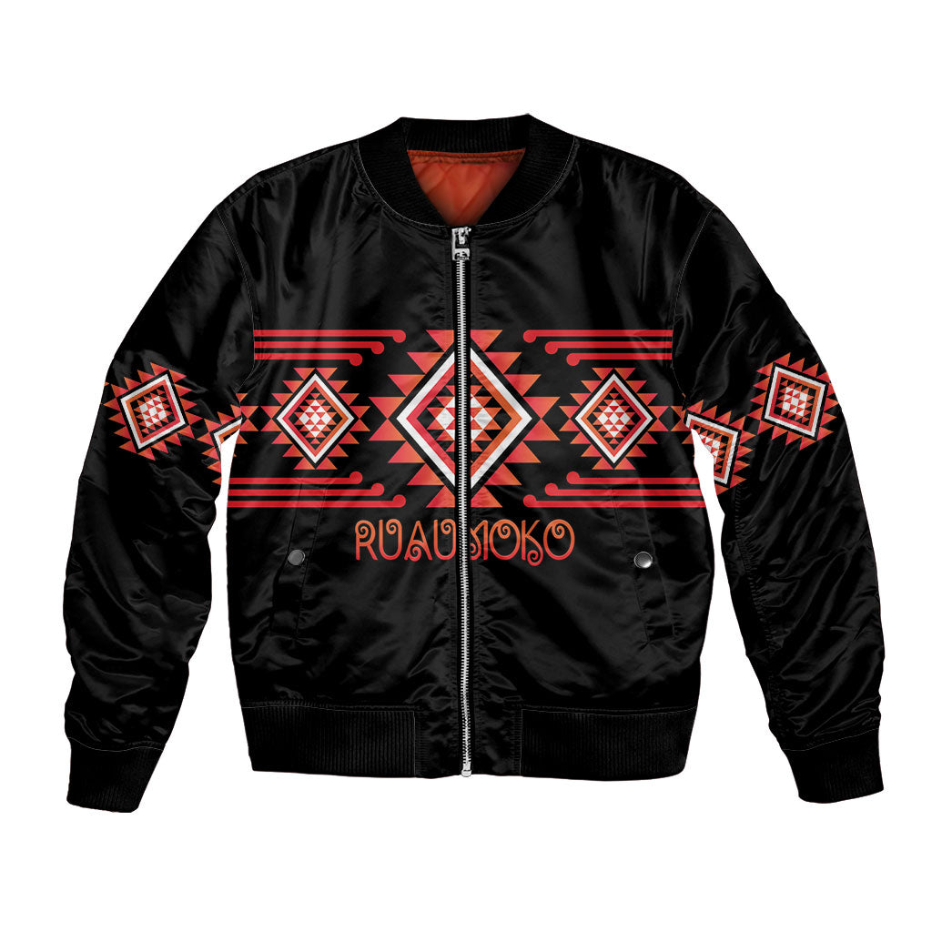 Aotearoa Atua Ruaumoko Personalised Bomber Jacket Maori Powerful God Taniko Motifs