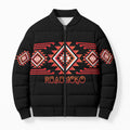 Aotearoa Atua Ruaumoko Personalised Bomber Puffer Jacket Maori Powerful God Taniko Motifs