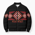 Aotearoa Atua Ruaumoko Personalised Bomber Puffer Jacket Maori Powerful God Taniko Motifs