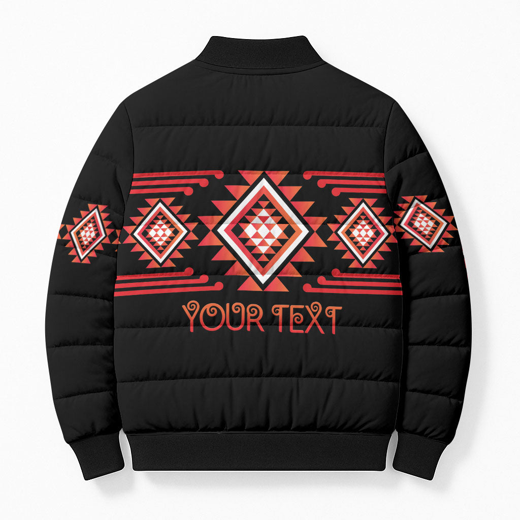 Aotearoa Atua Ruaumoko Personalised Bomber Puffer Jacket Maori Powerful God Taniko Motifs