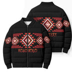 Aotearoa Atua Ruaumoko Personalised Bomber Puffer Jacket Maori Powerful God Taniko Motifs