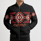 Aotearoa Atua Ruaumoko Personalised Bomber Puffer Jacket Maori Powerful God Taniko Motifs