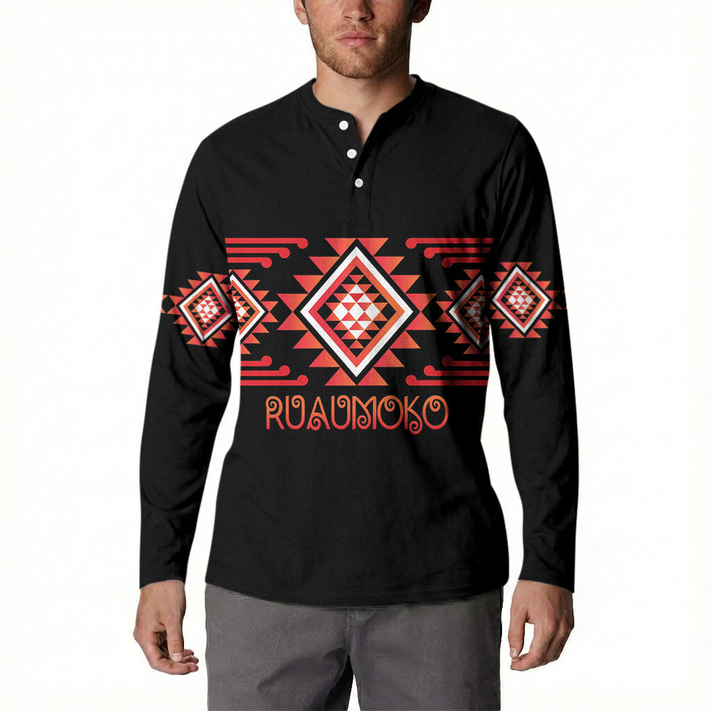 Aotearoa Atua Ruaumoko Personalised Button Sweatshirt Maori Powerful God Taniko Motifs