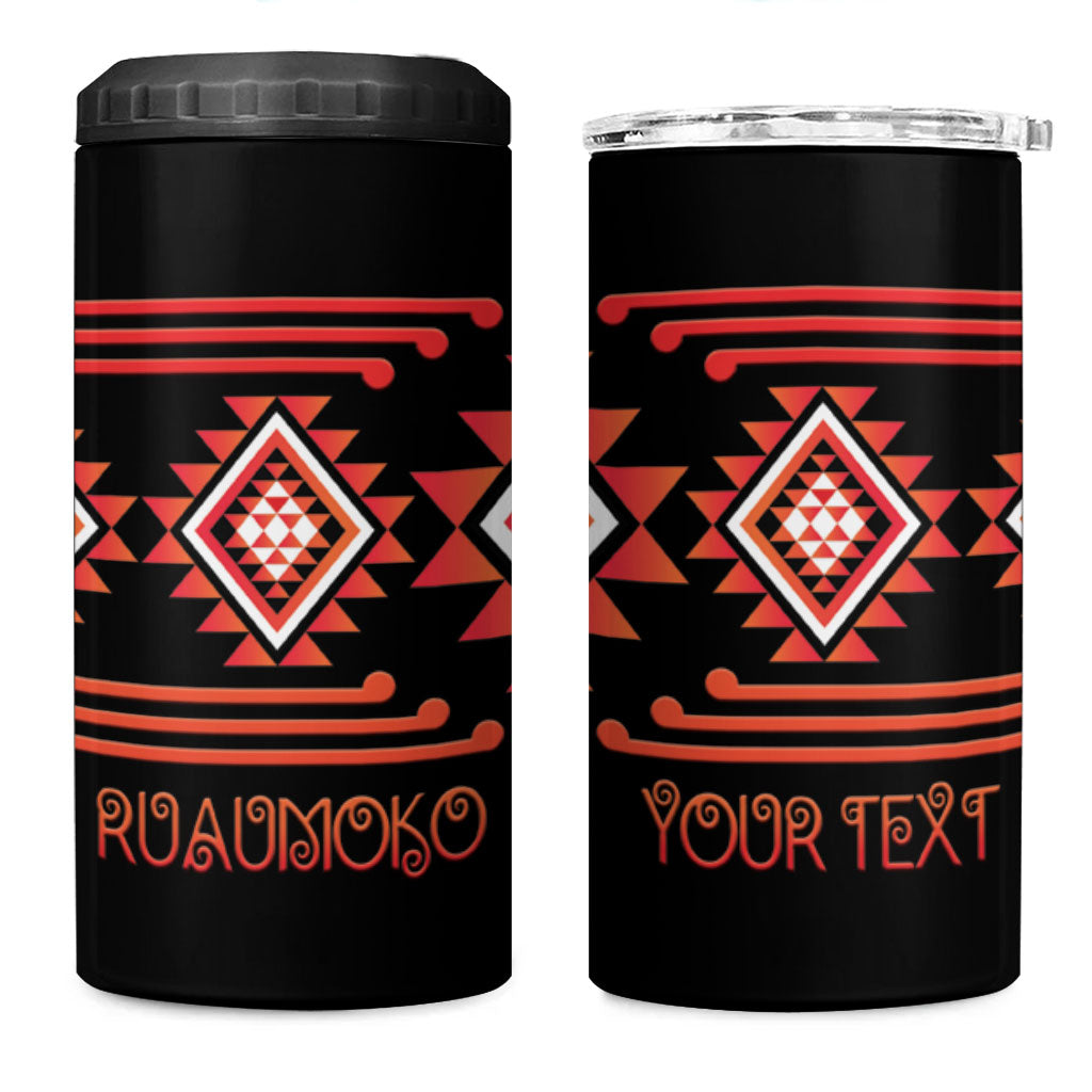 Aotearoa Atua Ruaumoko Personalised 4 in 1 Can Cooler Tumbler Maori Powerful God Taniko Motifs