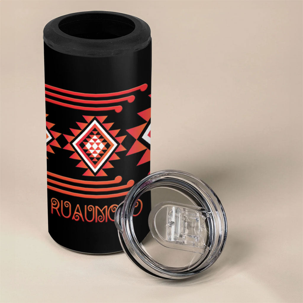 Aotearoa Atua Ruaumoko Personalised 4 in 1 Can Cooler Tumbler Maori Powerful God Taniko Motifs