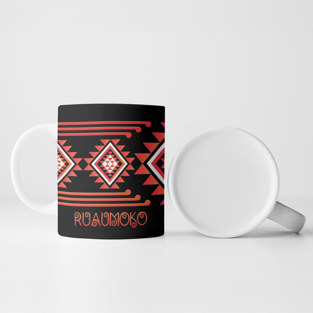 Aotearoa Atua Ruaumoko Personalised Ceramic Mug Maori Powerful God Taniko Motifs