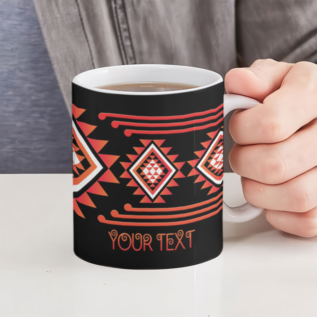 Aotearoa Atua Ruaumoko Personalised Ceramic Mug Maori Powerful God Taniko Motifs