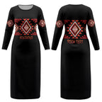 Aotearoa Atua Ruaumoko Personalised Couples Matching Long Sleeve Bodycon Dress and Long Sleeve Button Shirt Maori Powerful God Taniko Motifs