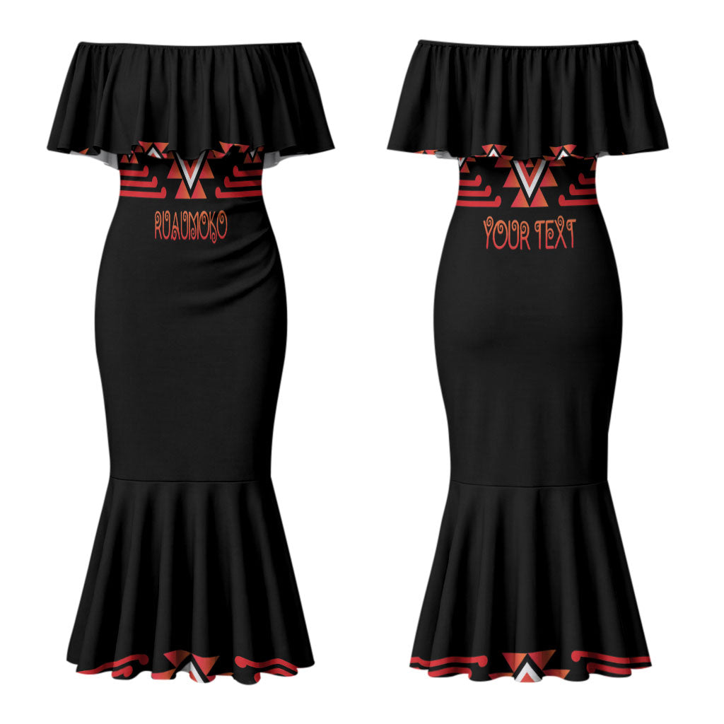 Aotearoa Atua Ruaumoko Personalised Couples Matching Mermaid Dress and Hawaiian Shirt Maori Powerful God Taniko Motifs