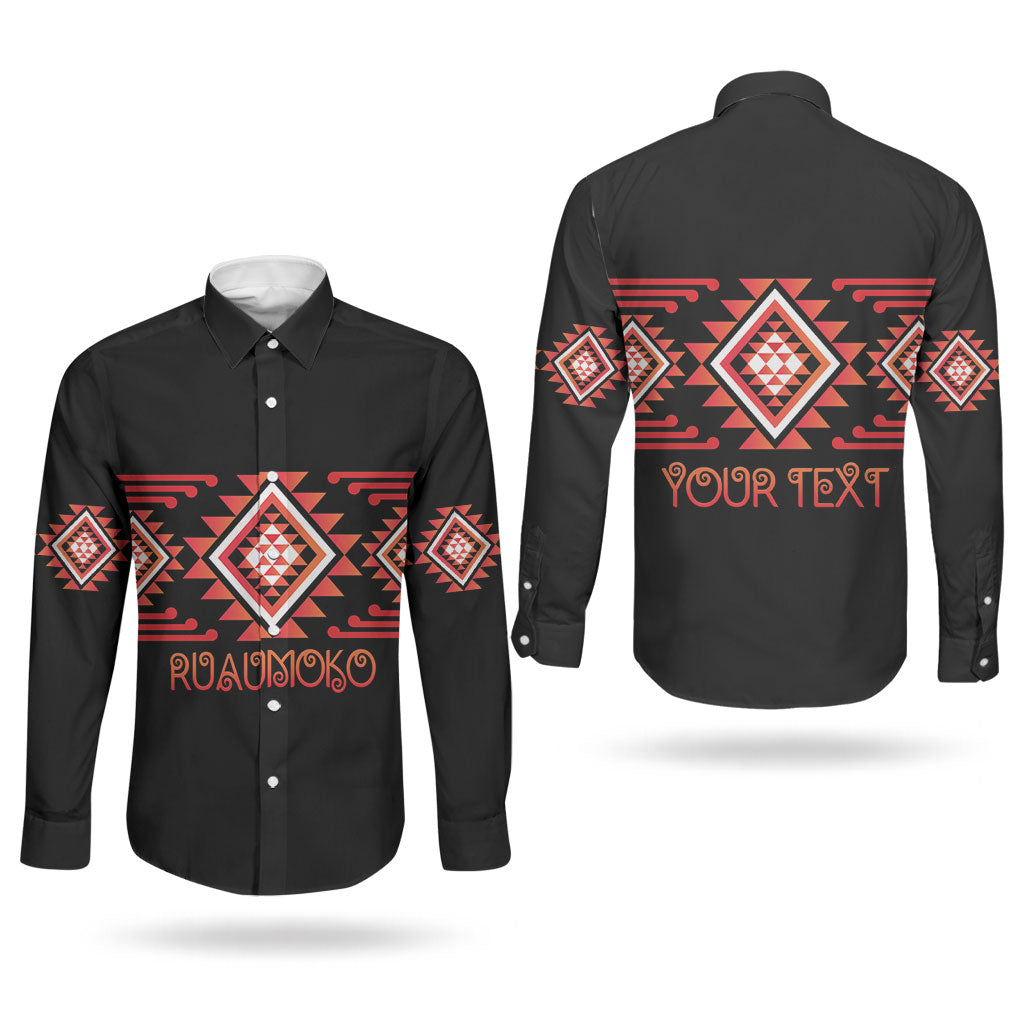 Aotearoa Atua Ruaumoko Personalised Couples Matching Mermaid Dress and Long Sleeve Button Shirt Maori Powerful God Taniko Motifs