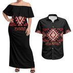 Aotearoa Atua Ruaumoko Personalised Couples Matching Off Shoulder Maxi Dress and Hawaiian Shirt Maori Powerful God Taniko Motifs