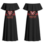 Aotearoa Atua Ruaumoko Personalised Couples Matching Off Shoulder Maxi Dress and Long Sleeve Button Shirt Maori Powerful God Taniko Motifs