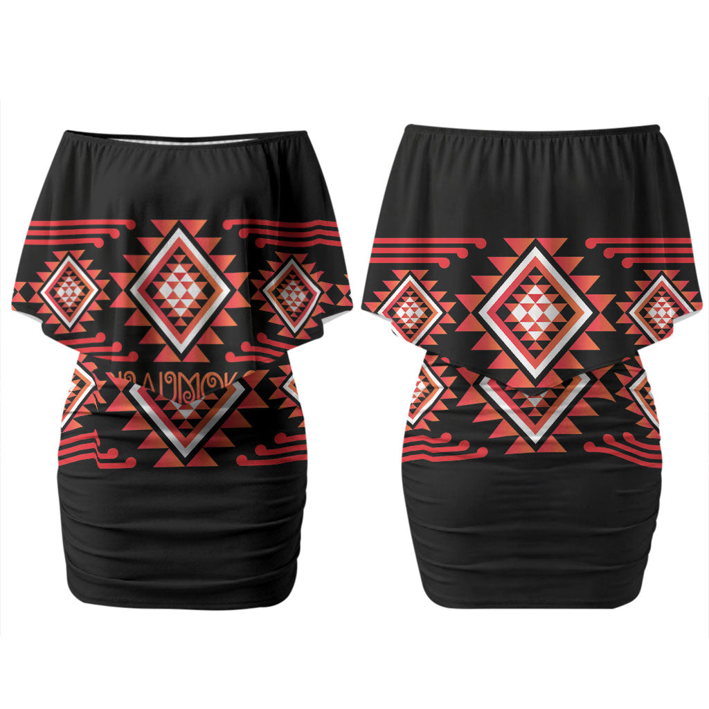 Aotearoa Atua Ruaumoko Personalised Couples Matching Off Shoulder Short Dress and Hawaiian Shirt Maori Powerful God Taniko Motifs