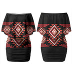 Aotearoa Atua Ruaumoko Personalised Couples Matching Off Shoulder Short Dress and Long Sleeve Button Shirt Maori Powerful God Taniko Motifs
