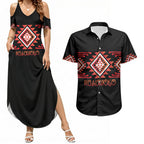 Aotearoa Atua Ruaumoko Personalised Couples Matching Summer Maxi Dress and Hawaiian Shirt Maori Powerful God Taniko Motifs