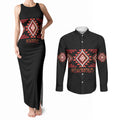 Aotearoa Atua Ruaumoko Personalised Couples Matching Tank Maxi Dress and Long Sleeve Button Shirt Maori Powerful God Taniko Motifs