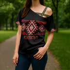 Aotearoa Atua Ruaumoko Personalised Cross Shoulder Shirt Maori Powerful God Taniko Motifs