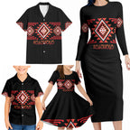Aotearoa Atua Ruaumoko Personalised Family Matching Long Sleeve Bodycon Dress and Hawaiian Shirt Maori Powerful God Taniko Motifs