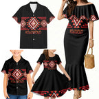 Aotearoa Atua Ruaumoko Personalised Family Matching Mermaid Dress and Hawaiian Shirt Maori Powerful God Taniko Motifs