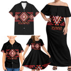 Aotearoa Atua Ruaumoko Personalised Family Matching Off Shoulder Maxi Dress and Hawaiian Shirt Maori Powerful God Taniko Motifs
