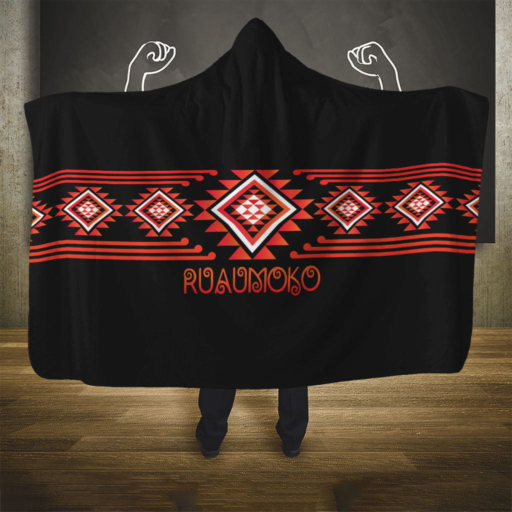 Aotearoa Atua Ruaumoko Hooded Blanket Maori Powerful God Taniko Motifs