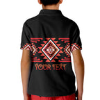 Aotearoa Atua Ruaumoko Personalised Kid Polo Shirt Maori Powerful God Taniko Motifs