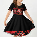 Aotearoa Atua Ruaumoko Personalised Kid Short Sleeve Dress Maori Powerful God Taniko Motifs