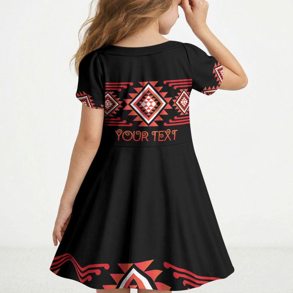 Aotearoa Atua Ruaumoko Personalised Kid Short Sleeve Dress Maori Powerful God Taniko Motifs