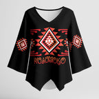 Aotearoa Atua Ruaumoko Personalised Kimono Sleeve Blouse Maori Powerful God Taniko Motifs