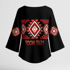 Aotearoa Atua Ruaumoko Personalised Kimono Sleeve Blouse Maori Powerful God Taniko Motifs