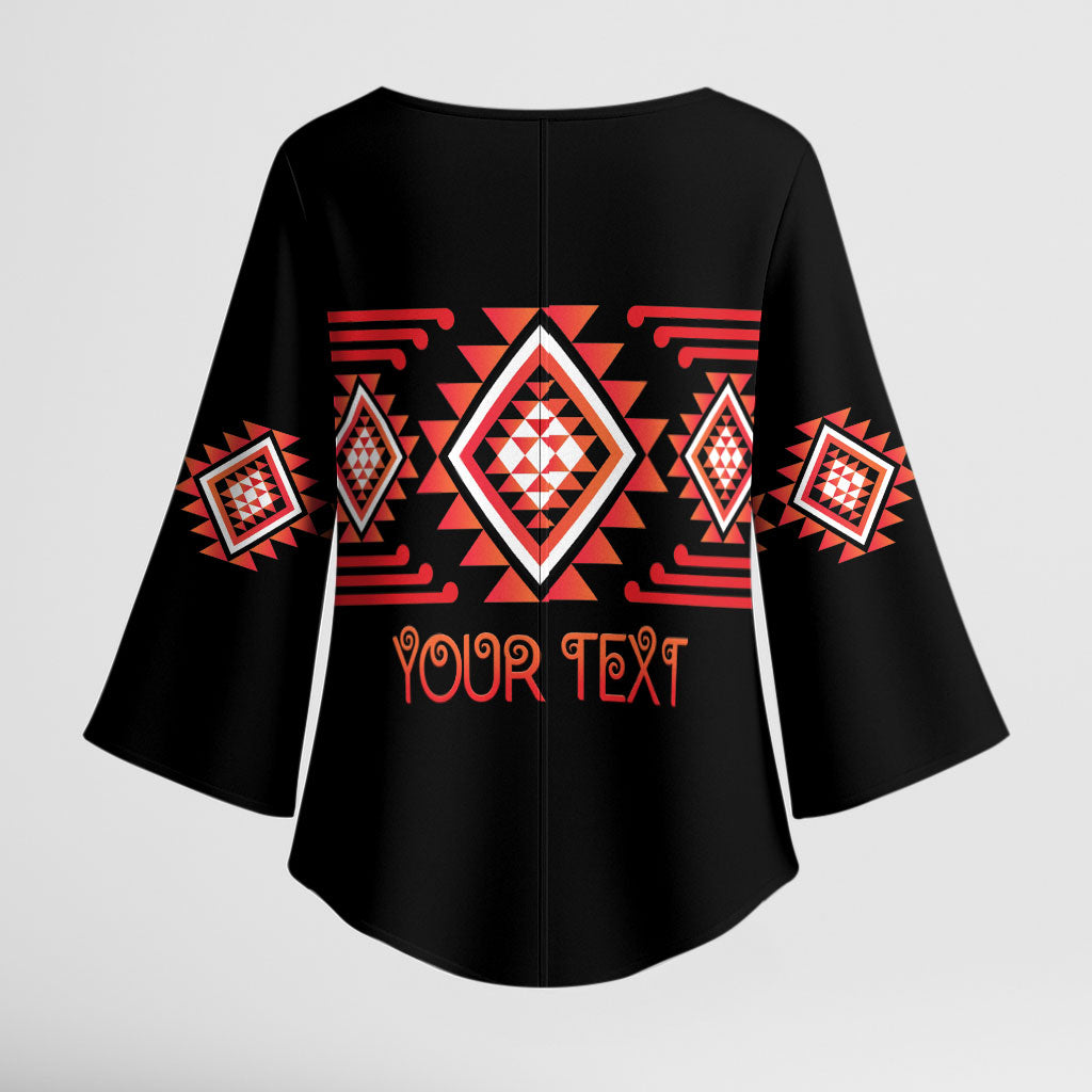Aotearoa Atua Ruaumoko Personalised Kimono Sleeve Blouse Maori Powerful God Taniko Motifs