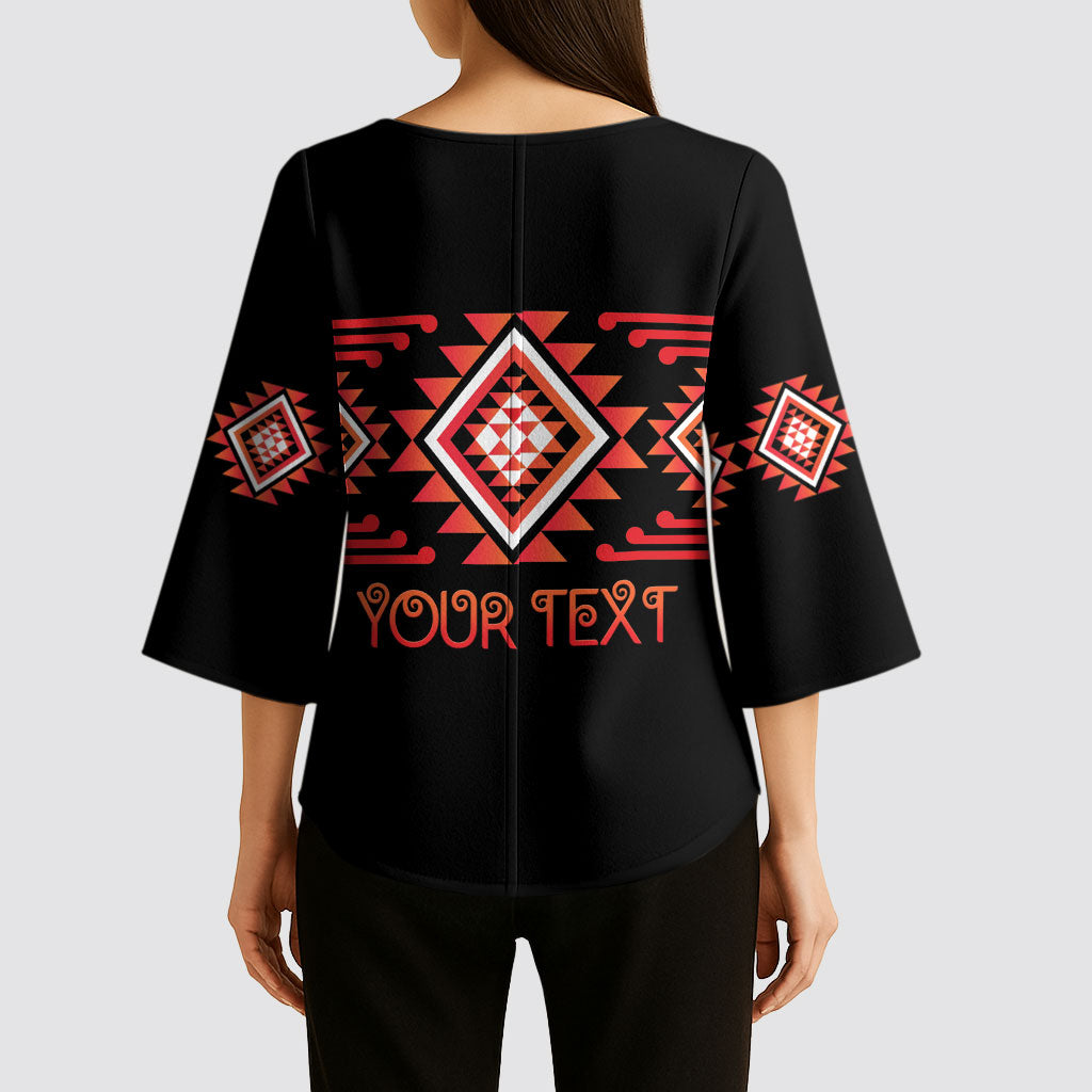 Aotearoa Atua Ruaumoko Personalised Kimono Sleeve Blouse Maori Powerful God Taniko Motifs