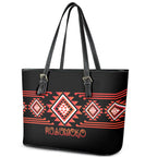 Aotearoa Atua Ruaumoko Leather Tote Bag Maori Powerful God Taniko Motifs