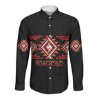 Aotearoa Atua Ruaumoko Personalised Long Sleeve Button Shirt Maori Powerful God Taniko Motifs