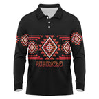 Aotearoa Atua Ruaumoko Personalised Long Sleeve Polo Shirt Maori Powerful God Taniko Motifs