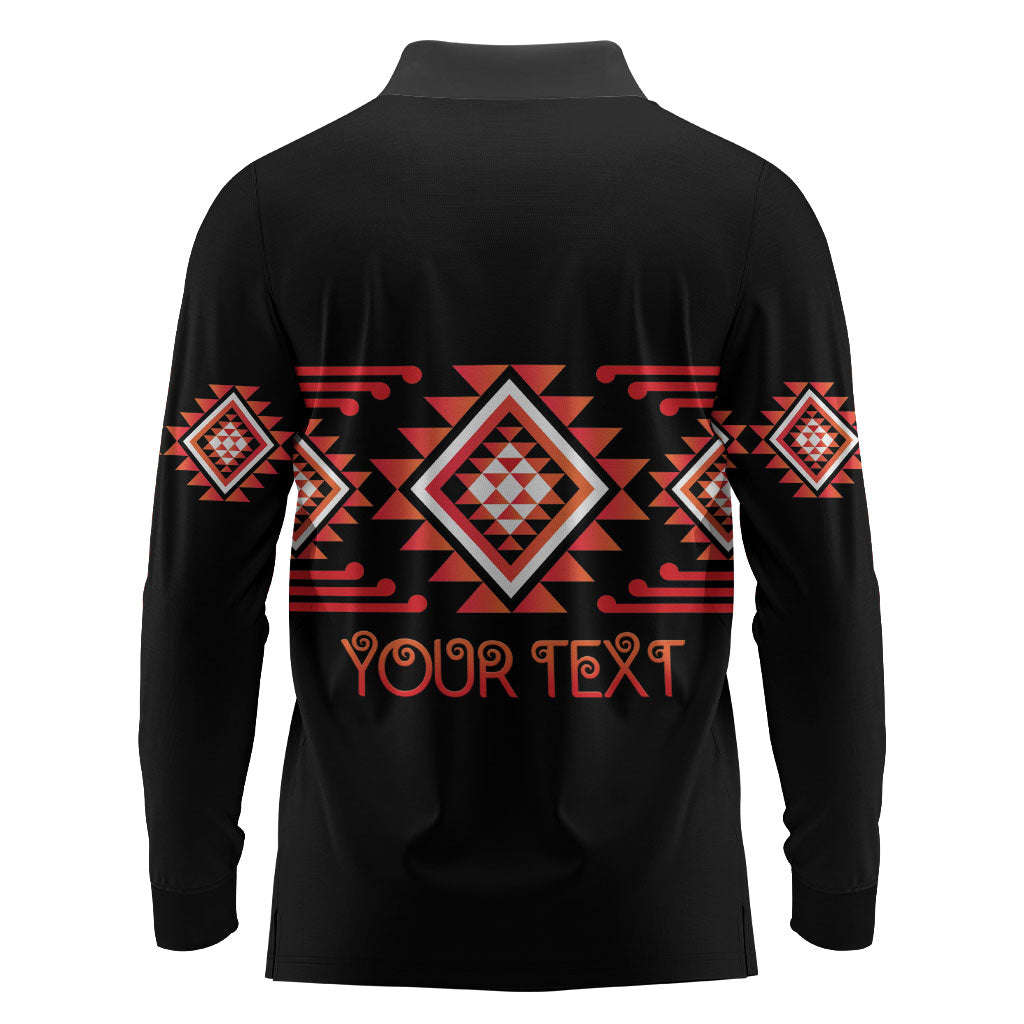 Aotearoa Atua Ruaumoko Personalised Long Sleeve Polo Shirt Maori Powerful God Taniko Motifs