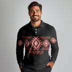 Aotearoa Atua Ruaumoko Personalised Long Sleeve Polo Shirt Maori Powerful God Taniko Motifs