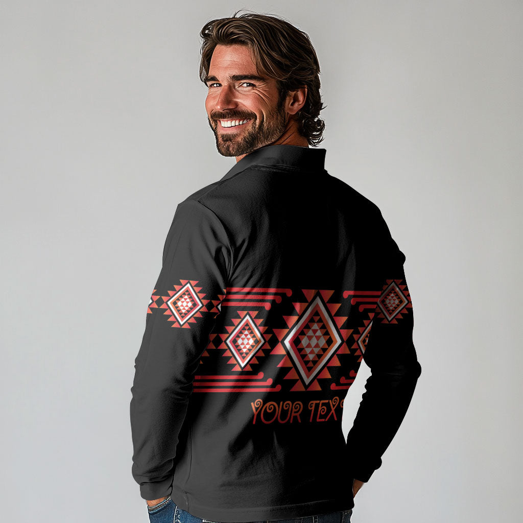 Aotearoa Atua Ruaumoko Personalised Long Sleeve Polo Shirt Maori Powerful God Taniko Motifs