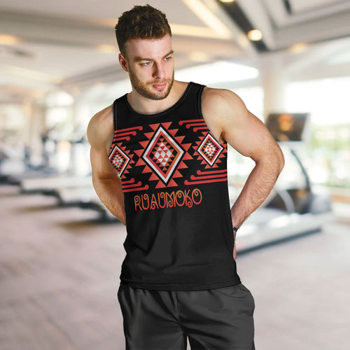 Aotearoa Atua Ruaumoko Personalised Men Tank Top Maori Powerful God Taniko Motifs